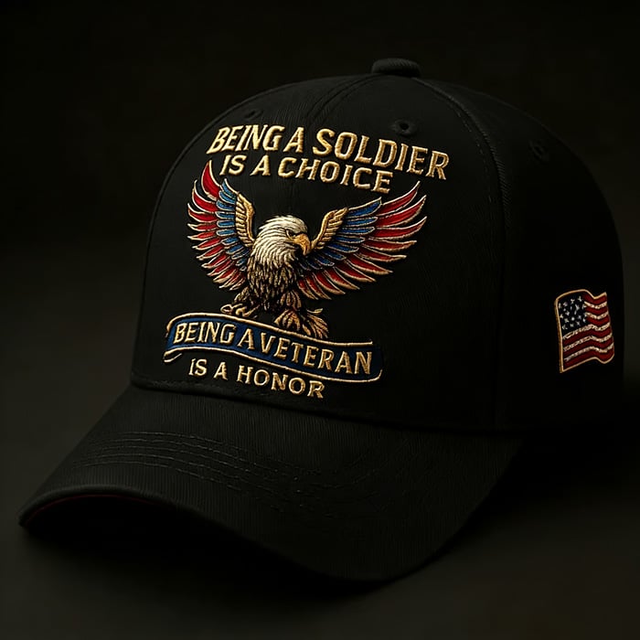 🦅 “Being a Soldier, Being a Veteran” Commemorative Cap 🇺🇸✨ — A Tribute to Duty, Courage, and Honor