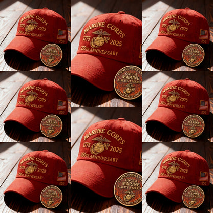 ❤️Veteran‘s Day Best Gift🌹Honoring 250th USMC Retro Washed Cap – Honor That Never Fades 🇺🇸🎁Free Symbolizes Honor Gift