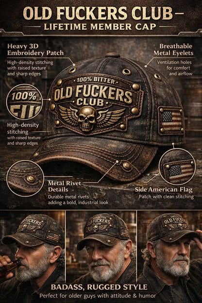 🏆Flash Sale 60% OFF - ❤️Old Fuckers Club-Handmade Vintage Baseball Cap🎁-BUY 3 FREE SHIPPING