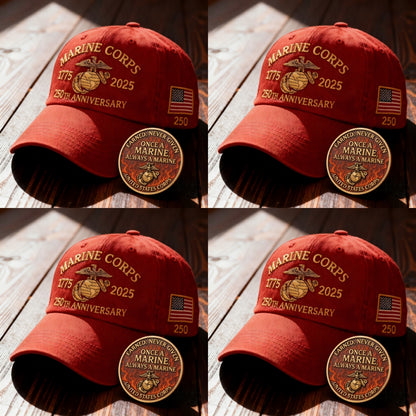 ❤️Veteran‘s Day Best Gift🌹Honoring 250th USMC Retro Washed Cap – Honor That Never Fades 🇺🇸🎁Free Symbolizes Honor Gift