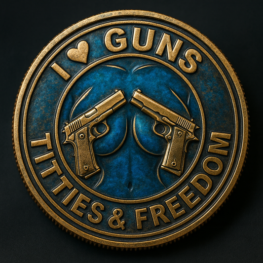 🔥 I Love Guns, Titties & Freedom – High-Relief Collectible Coin
