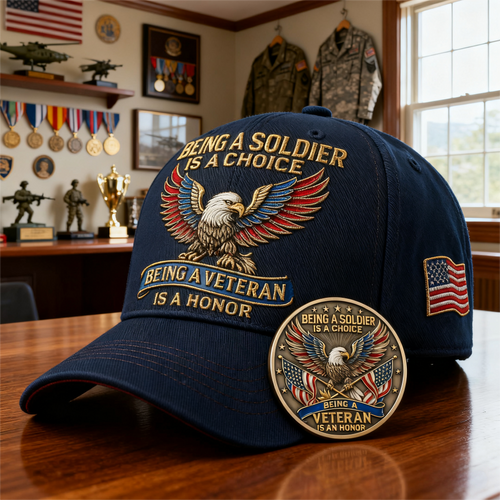 🦅 “Being a Soldier, Being a Veteran” Commemorative Cap 🇺🇸✨ — A Tribute to Duty, Courage, and Honor