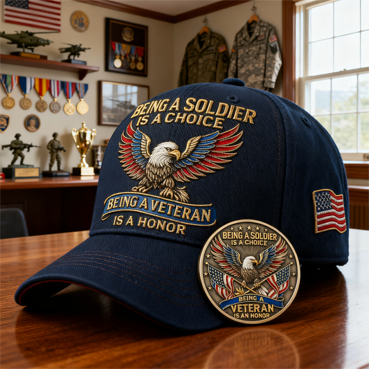 🦅 “Being a Soldier, Being a Veteran” Commemorative Cap 🇺🇸✨ — A Tribute to Duty, Courage, and Honor