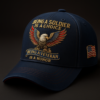 🦅 “Being a Soldier, Being a Veteran” Commemorative Cap 🇺🇸✨ — A Tribute to Duty, Courage, and Honor