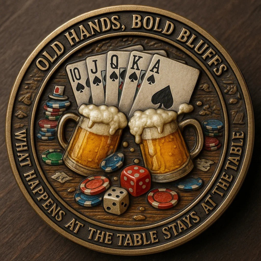 Old Bastards Poker Club™ Vintage Hat & Lucky Challenge Coin – All-In Member Gift Set